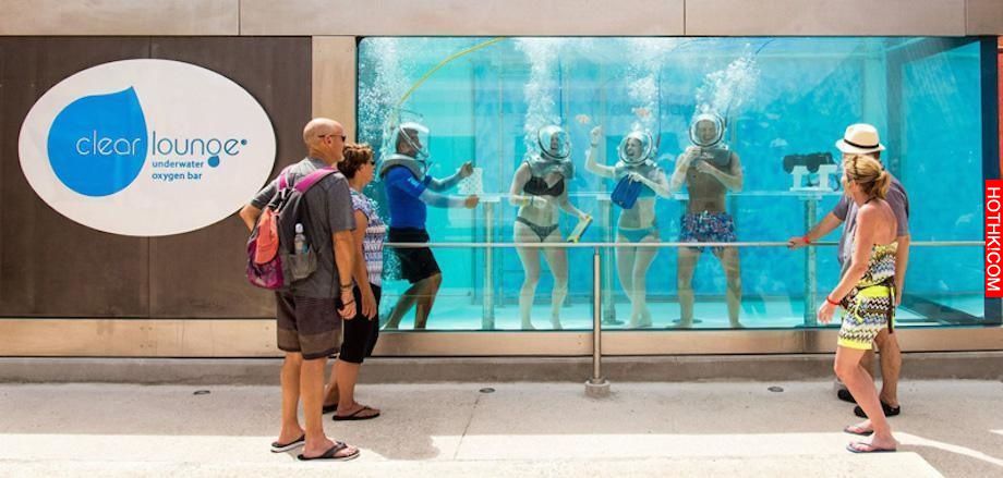 It offers its patrons scented O2, underwater Jenga, and an underwater photo booth.